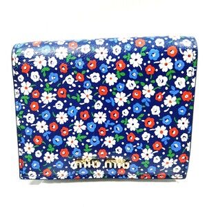 Miu Wallet Navy Blue Leather #181491M10